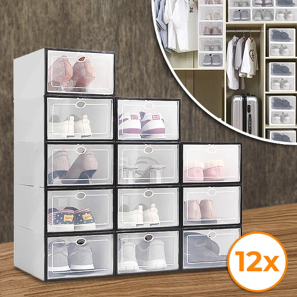 Transparente, stapelbare Schuhkartons - 12er-Set | SHOEZY