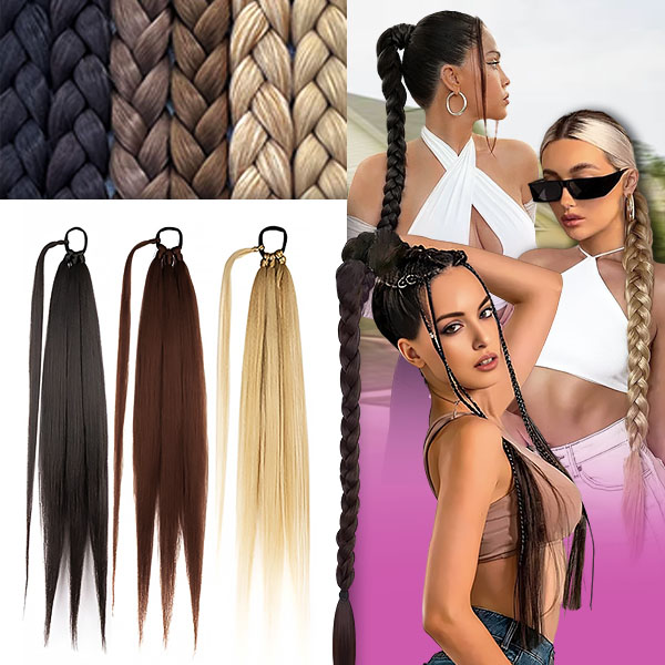 Haarverlängerung für Zopf - 65 cm, hitzebeständig, elastisches Band | BRAIDELLA
