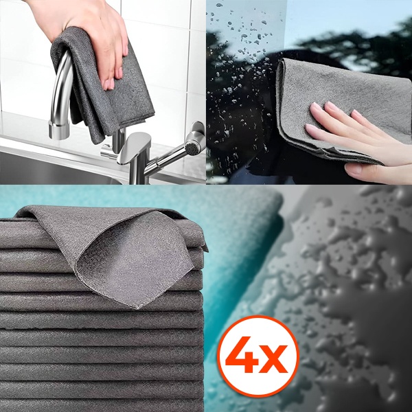 Mikrofaser-Reinigungstücher (Set mit 4, 20x25 cm) - | MICROWIPE