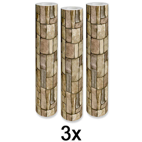 3x Selbstklebendes 3D-Backstein-Wandpaneel | WALLCORWRAP