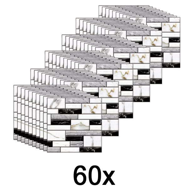 6x 3D-Wandaufkleber mit Marmoroptik (10 Stück) | MARBLEBLOCKS