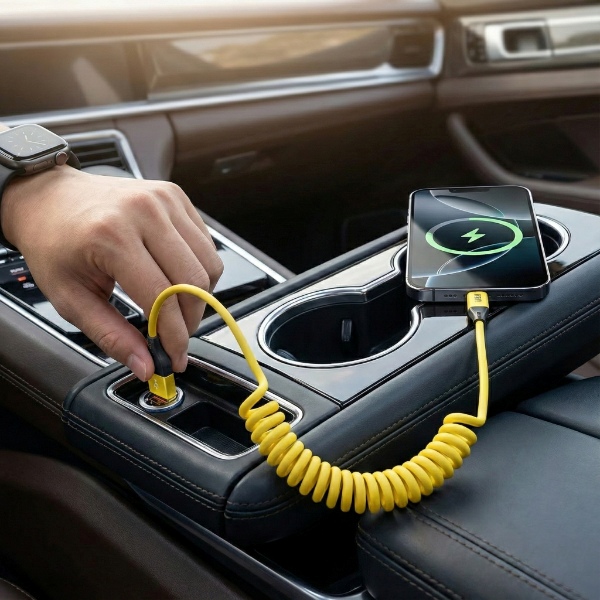 4-in-1 einziehbares Ladekabel - 65W, USB-C + Lightning | SPRINTCHARG