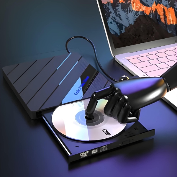 Externes DVD-Laufwerk + USB-Hub - 4 Anschlüsse, SD-Karte, USB-C | LAPDISC