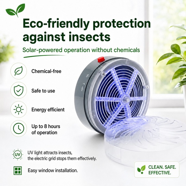 Solar-Fenster-Insektenvernichter - UV-Licht, 8h Laufzeit | BUZZORA