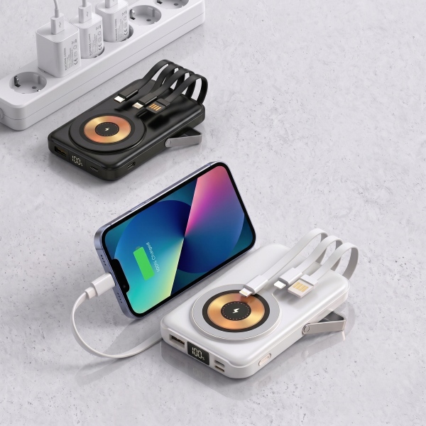 Magnetische kabellose Powerbank - 10.000 mAh, 4 Kabel, Ständer | ULTICHARG