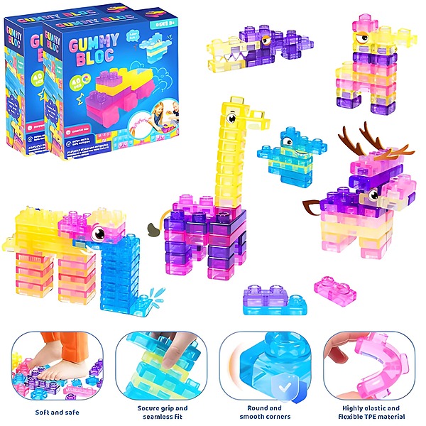 Weiche, zusammendrückbare Bausteine - 40 Stück, TPE, ab 3 Jahren | JELLYFUN